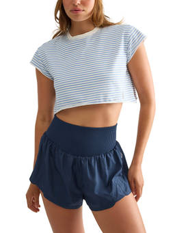 Free People Movement - Stripes Printed Hot Shot Crop T-Shirt