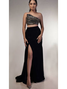 DIVYA SAMAL - Wing Navy Blue Skirt With Blouse