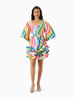 TRISARA - Rainbow Wave A Line Mini Dress