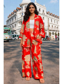 Gulaal - Goa Palm Red Pure Cotton Print Co-Ord Set