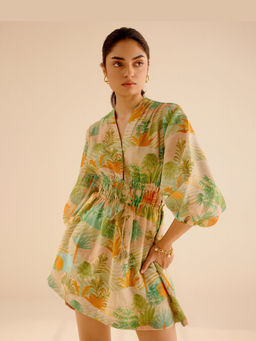 TRISARA - Wild Flower Mesh A Line Mini Dress