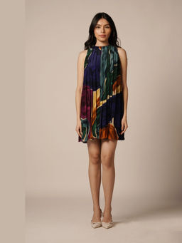 Advait - Umi Pleated Multi Colored A Line Mini Dress