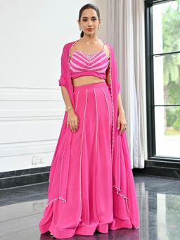 Lavanya The Label - Noor Barbie Pink Lehenga and Blouse with Dupatta