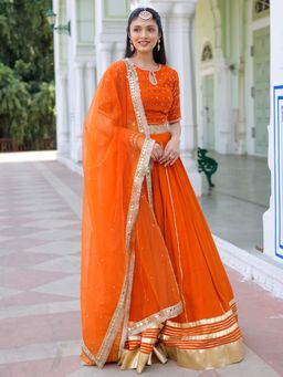Lavanya The Label - Noor-E-Orange Lehenga and Blouse with Dupatta