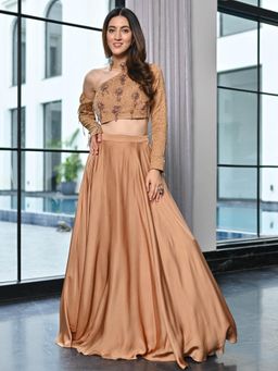 Lavanya The Label - Crystal Couture Brown Skirt and Blouse