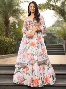 Lavanya The Label - Tropical Radiance White Lehenga and Blouse with Dupatta