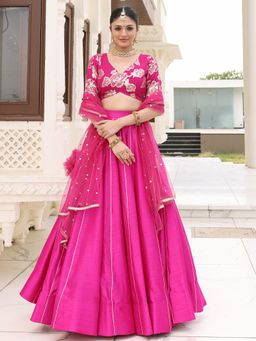 Lavanya The Label - Pink Queen Silk Gota Lehenga and Blouse with Dupatta