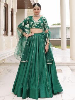 Lavanya The Label - Green Queen Silk Gota Lehenga and Blouse with Dupatta