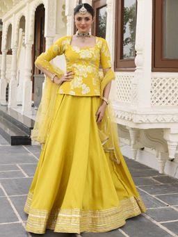 Lavanya The Label - Yellow Queen Silk Gota Lehenga and Blouse with Dupatta