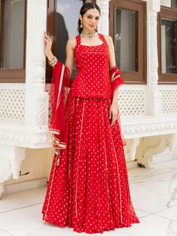 Lavanya The Label - Gulzar Red Lehenga and Blouse with Dupatta