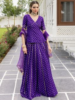 Lavanya The Label - Gulzar Purple Lehenga and Blouse with Dupatta