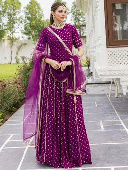 Lavanya The Label - Gulzar Magenta Lehenga and Blouse with Dupatta