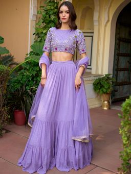 Lavanya The Label - Modern Lavender Lehenga and Blouse with Dupatta