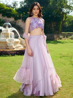 Lavanya The Label - Modern Lavender Lehenga and Blouse with Dupatta