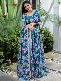Lavanya The Label - Green Printed Lehenga and Blouse with Dupatta