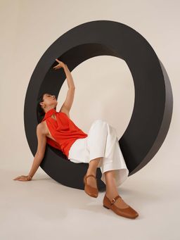 Peach Flores - Pacha Leather Tan Ballerina