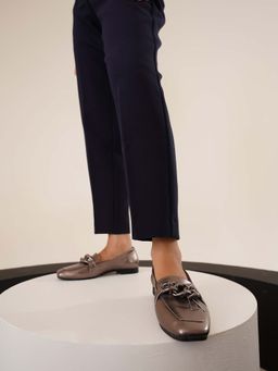 Peach Flores - Jaime Leather Metallic Loafers