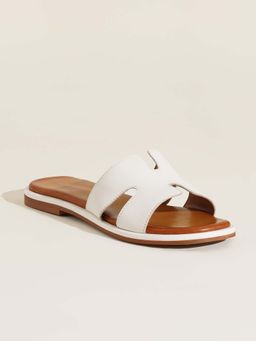 Peach Flores - Bloom Leather White Flats