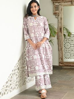 Lavanya The Label - Plum Printed Palazzo (Set of 2)