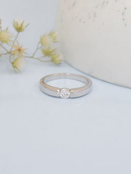 Ornate Jewels - 925 Silver 0.5 Carat American Diamond Engagement Solitaire Ring For Women & Girls