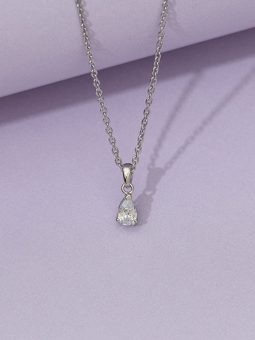 Ornate Jewels 925 Silver 0.5 Carat American Diamond Solitaire Necklace for Women and Girls (One Size)