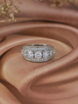 Ornate Jewels - 925 Silver Round American Diamond Multi Stone Ring For Women & Girls (10)