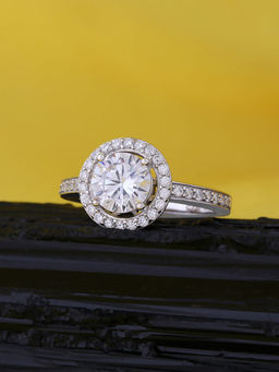 Ornate Jewels - 925 Silver 2 Carat American Diamond Solitaire Ring For Women & Girls