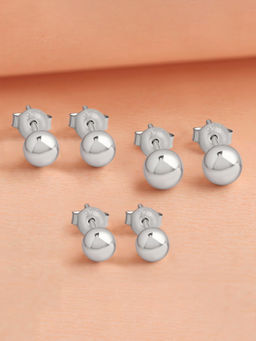 Ornate Jewels - 925 Silver Stud Earring for Women and Girls (Set of 3) (One Size)