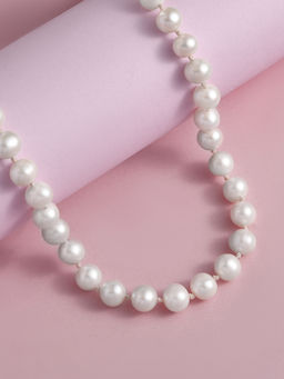 Ornate Jewels - 925 Silver 7-8 MM Freshwater Pearl Necklace With Earrings for Women and Girls (Free Size)