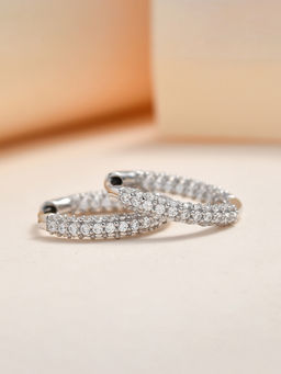 Ornate Jewels - 925 Silver American Diamond Look Hoop Earring for Women and Girls (Free Size)