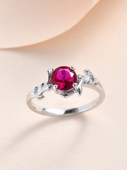 Ornate Jewels - 925 Silver Synthetic Red Ruby Ring for Women and Girls