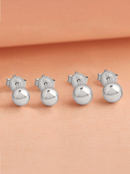 Ornate Jewels - 925 Silver 5 MM 6 MM Ball Stud Earrings for Women and Girls (Pack Of 2) (Free Size)