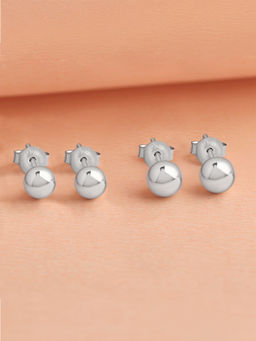 Ornate Jewels - 925 Silver 4 MM 5 MM Ball Stud Earrings for Women and Girls (Pack Of 2) (Free Size)