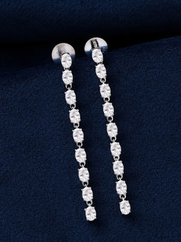 Ornate Jewels - 925 Silver Oval American Diamond Classy Dangle Earring for Women and Girls