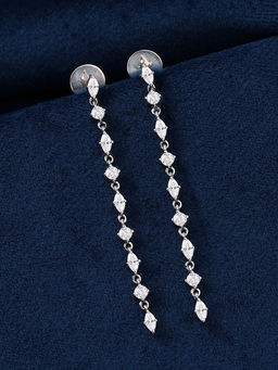 Ornate Jewels - 925 Silver Marquise American Diamond Starry Affair Dangle Earring for Women and Girls