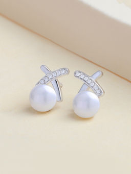 Ornate Jewels - 925 Silver 7 MM Freshwater Pearl Stud Earring for Women and Girls