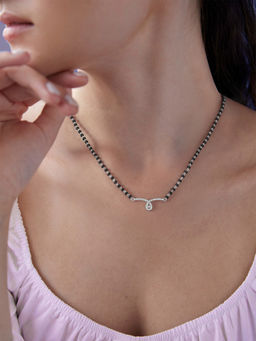 Ornate Jewels - 925 Silver American Diamond Infinity Adjustable Mangalsutra for Women