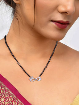 Ornate Jewels - 925 Silver White American Diamond Infinity Adjustable Mangalsutra for Women