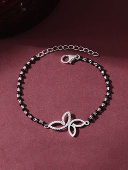 Ornate Jewels - 925 Silver American Diamond Butterfly Mangalsutra Bracelet for Women