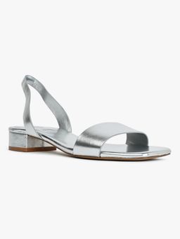 Aldo - Silver Leather Two Piece Flat Sandal