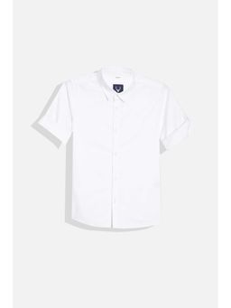 Allen Solly - Boys White Slim Fit Textured Casual Shirt