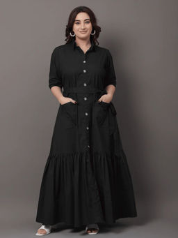 STYLLEY - Black Preppy Dress with Belt