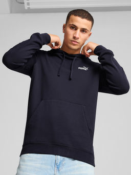 Puma - Men Blue Solid/Plain Cotton Hoodie