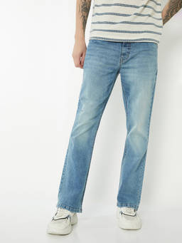max - Men Blue Solid/Plain Cotton Blend Jeans