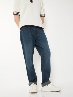 max - Men Blue Solid/Plain Cotton Blend Jeans