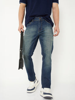 max - Men Blue Solid/Plain Cotton Blend Jeans