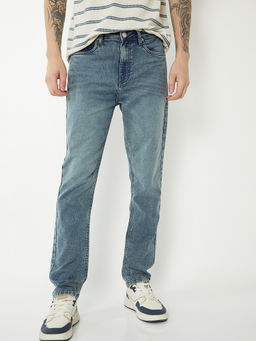 max - Men Blue Solid/Plain Cotton Blend Jeans