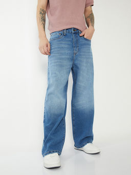 max - Men Blue Solid/Plain Pure Cotton Jeans