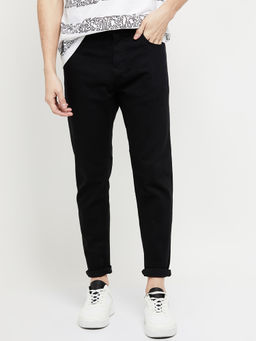 max - Men Black Solid/Plain Cotton Blend Jeans