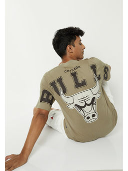 max - Men Beige Printed Cotton T-Shirt